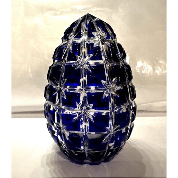 Magda Nemeth Cobalt Blue Crystal Decorative Egg 4" Hand Signed and Numbered VTG - Picture 2 of 6